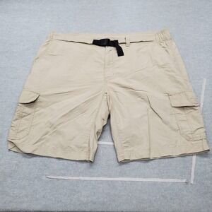 Eddie Bauer Men Activewear Cargo Shorts 2XL Beige Pockets Belted Hiking